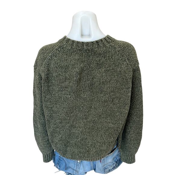 Polo Ralph Lauren Olive Green Logo Sweater LARGE Oversized Cotton Soft Cozy $300 - Picture 12 of 14